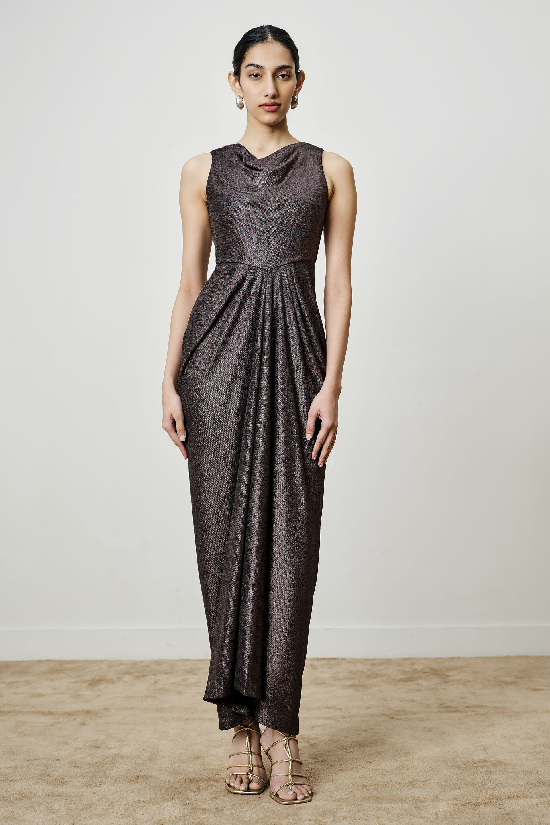 Eclipse Shimmer Knitted Dress, Black, image 1